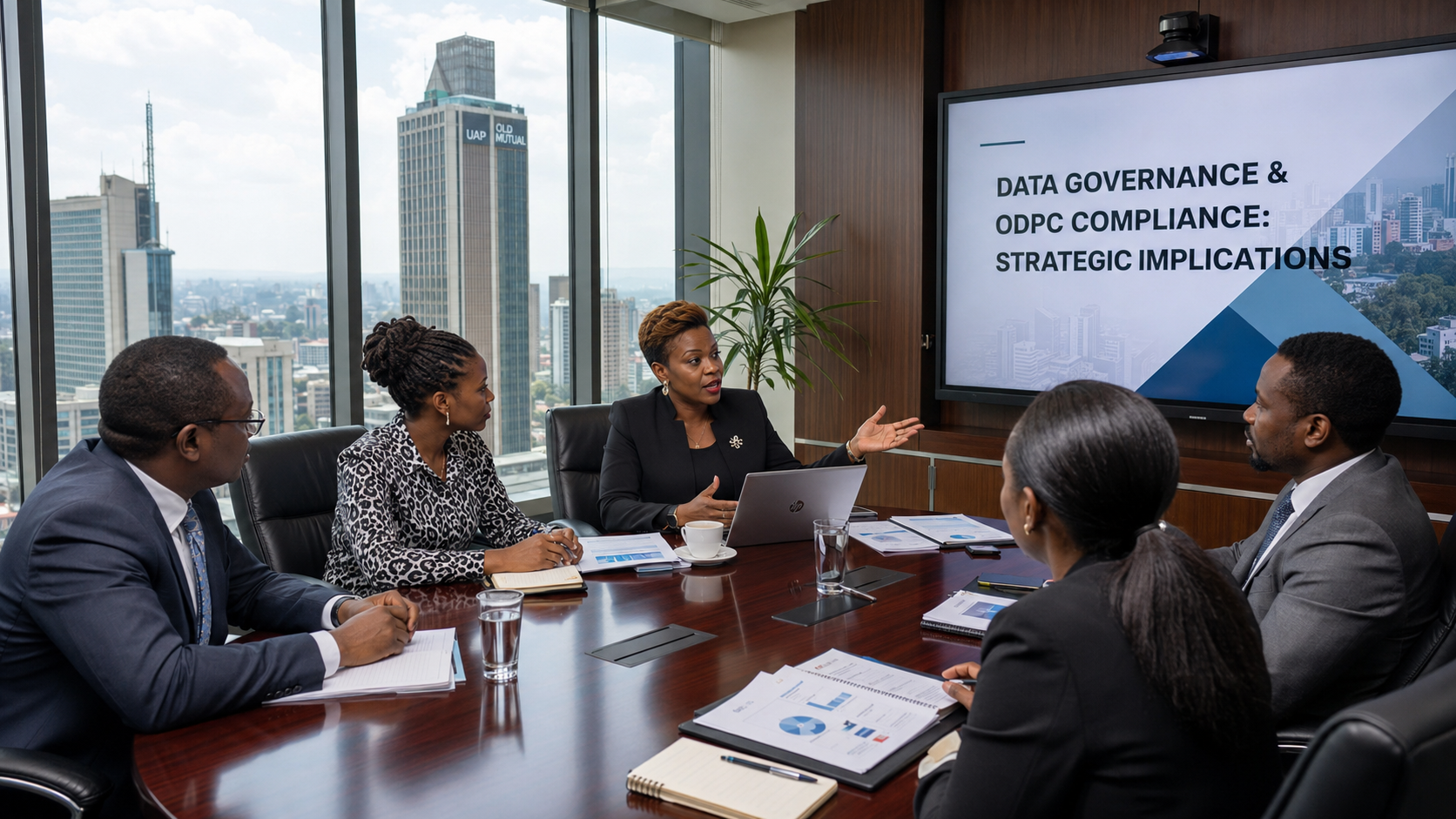 Corporate boardroom discussing data compliance in Kenya