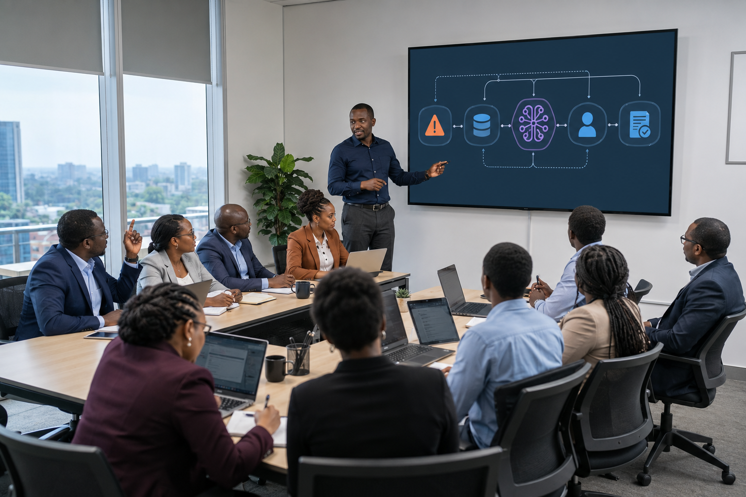 Corporate AI training session for staff and executives in Kenya covering responsible AI use