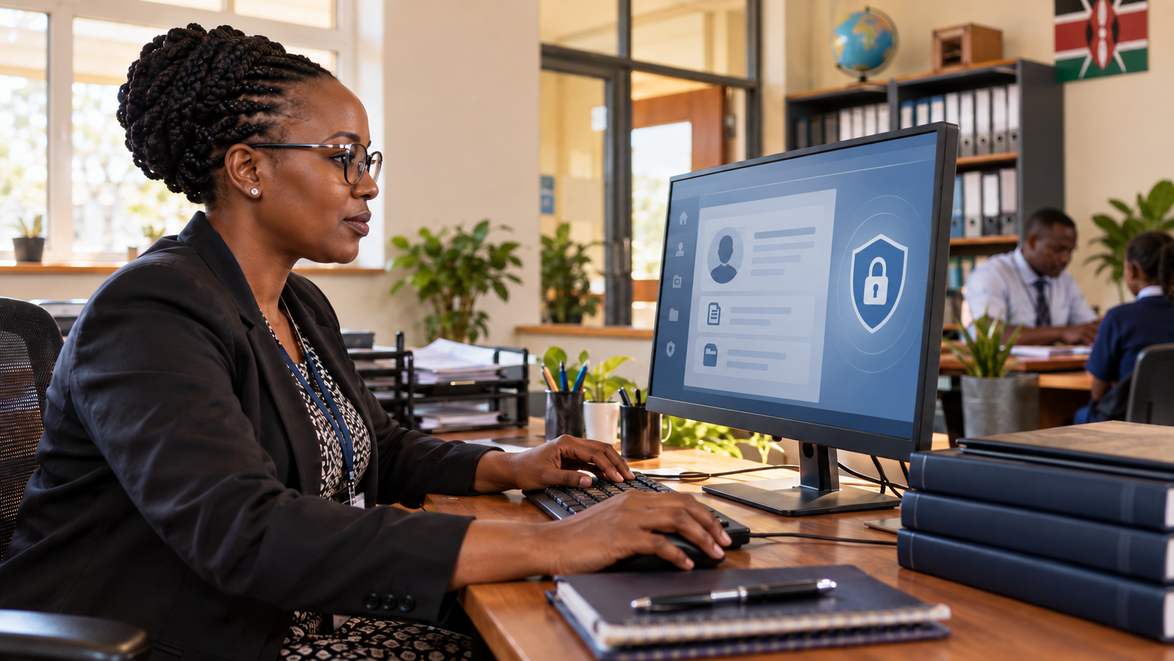 Kenyan school professional securely managing digital learner information
